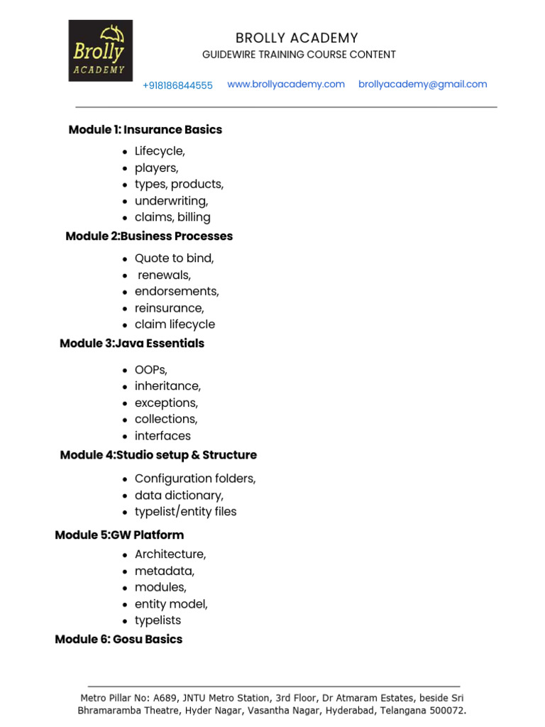 Guidewire Training Course Overview | PDF | Software Engineering ...