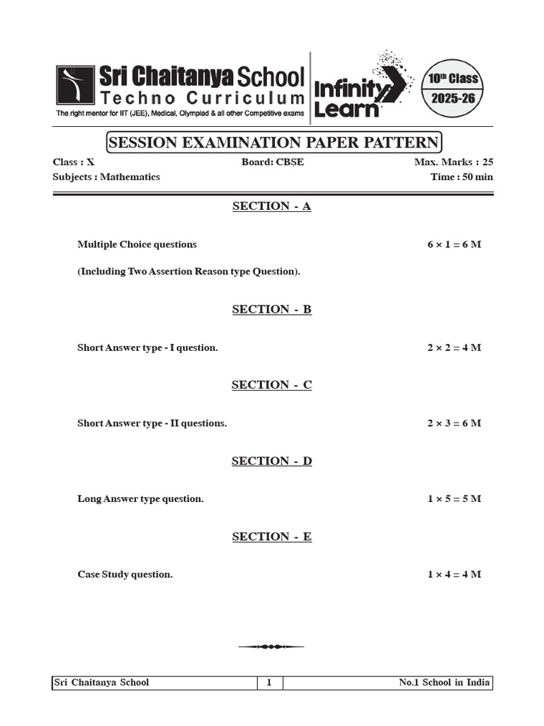 Class X Maths Exam Pattern Overview | PDF