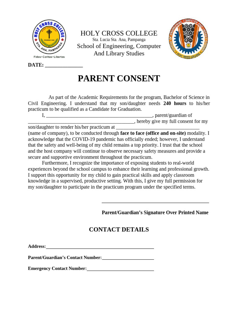 Parental Consent for Practicum Program | PDF