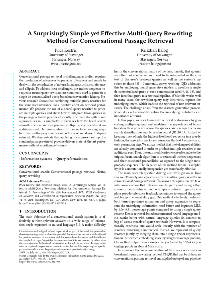 A Surprisingly Simple Yet Effective Multi-Query Re | PDF | Information ...