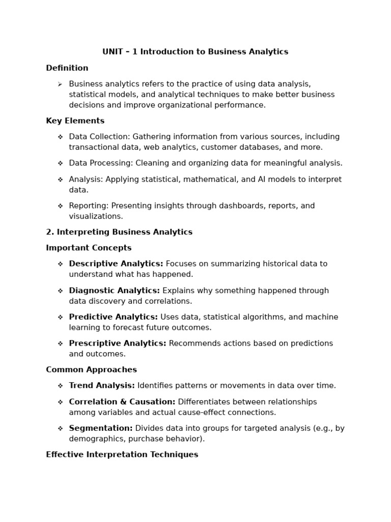 Introduction to Business Analytics Overview | PDF | Analytics | Data ...