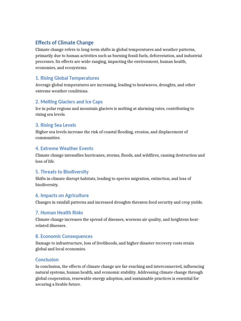 Impact of Climate Change Explained | PDF