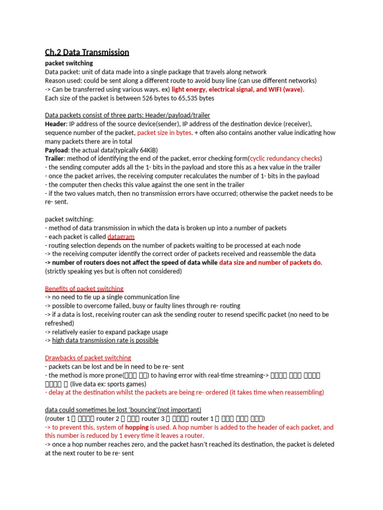 Data Transmission in Computer Science | PDF | Network Packet | Duplex ...