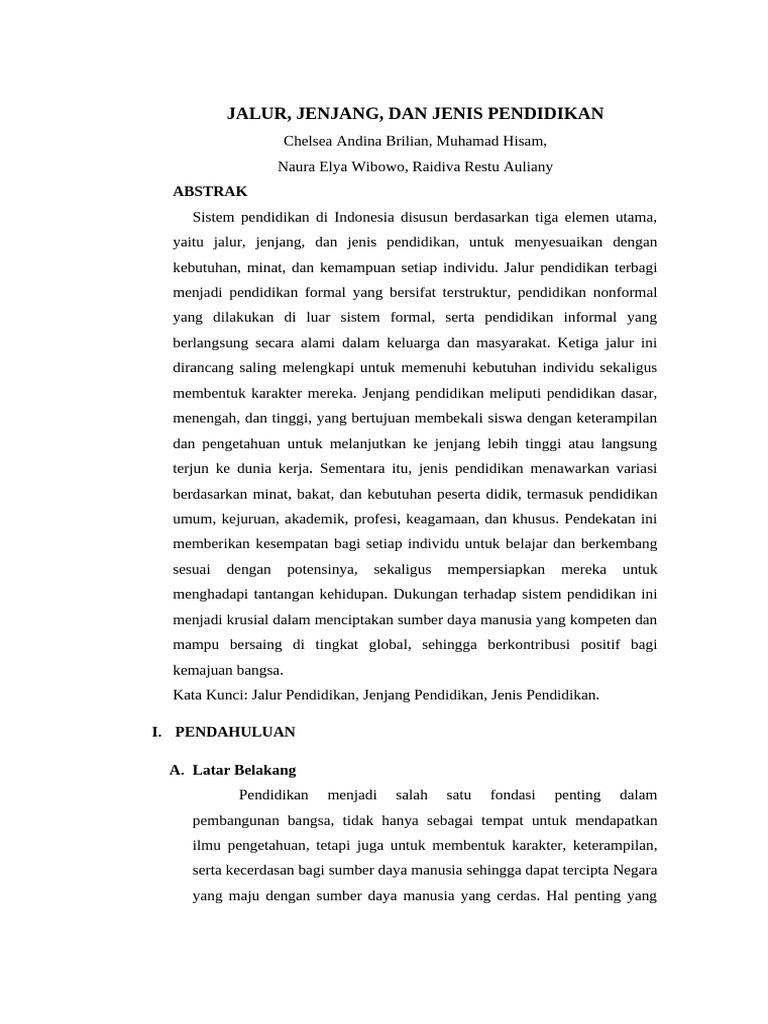 Jalur dan Jenjang Pendidikan di Indonesia | PDF