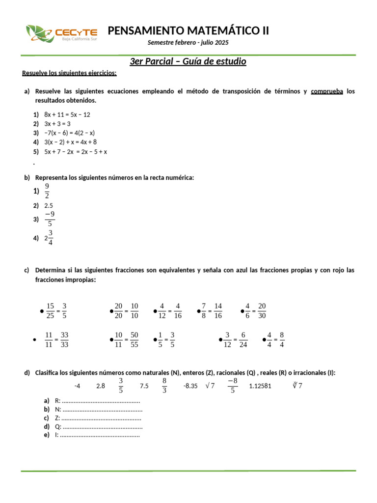 Ejercicios de Repaso 3er Parcial | PDF