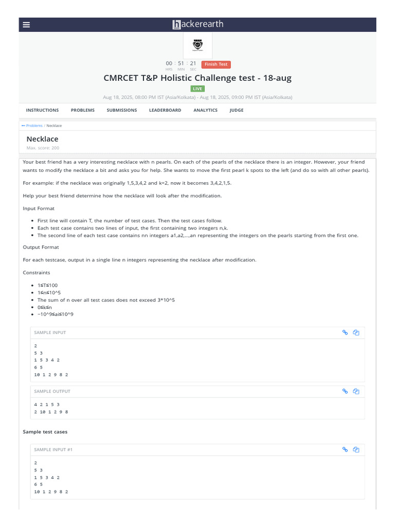CMRCET Holistic Challenge Test 2025 | PDF | Scala (Programming Language ...