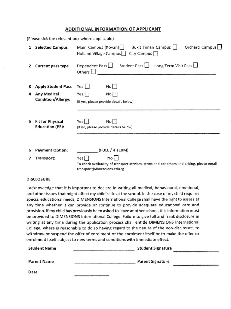 Additional Student Information Forms | PDF