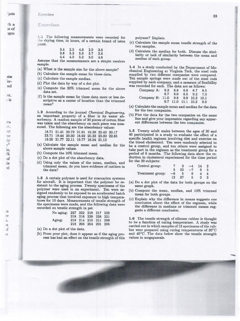 STAT HW Exercises CH 1 | PDF