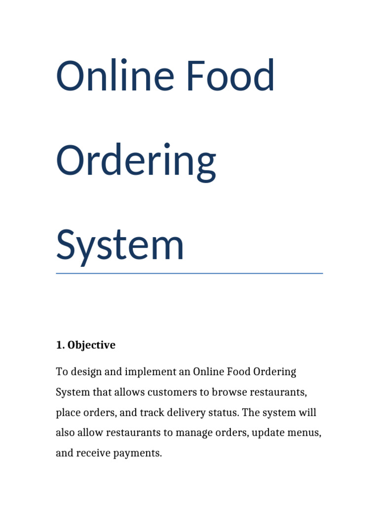 Online Food Ordering System Overview | PDF | World Wide Web | Internet ...