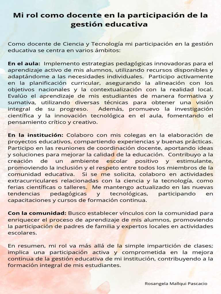 Rol del Docente en Gestión Educativa | PDF