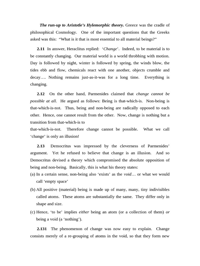 Aristotle's Hylemorphic Theory Explained | PDF | Nothing | Metaphysics