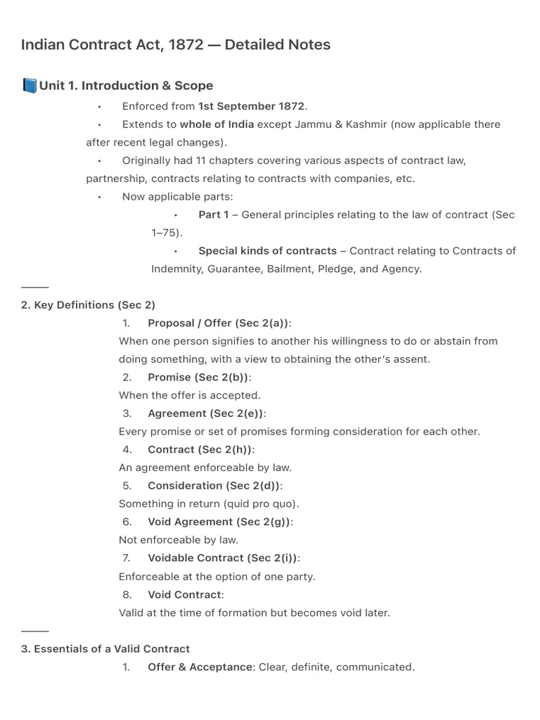 Indian Contract Act 1872 Overview | PDF | Guarantee | Breach Of Contract