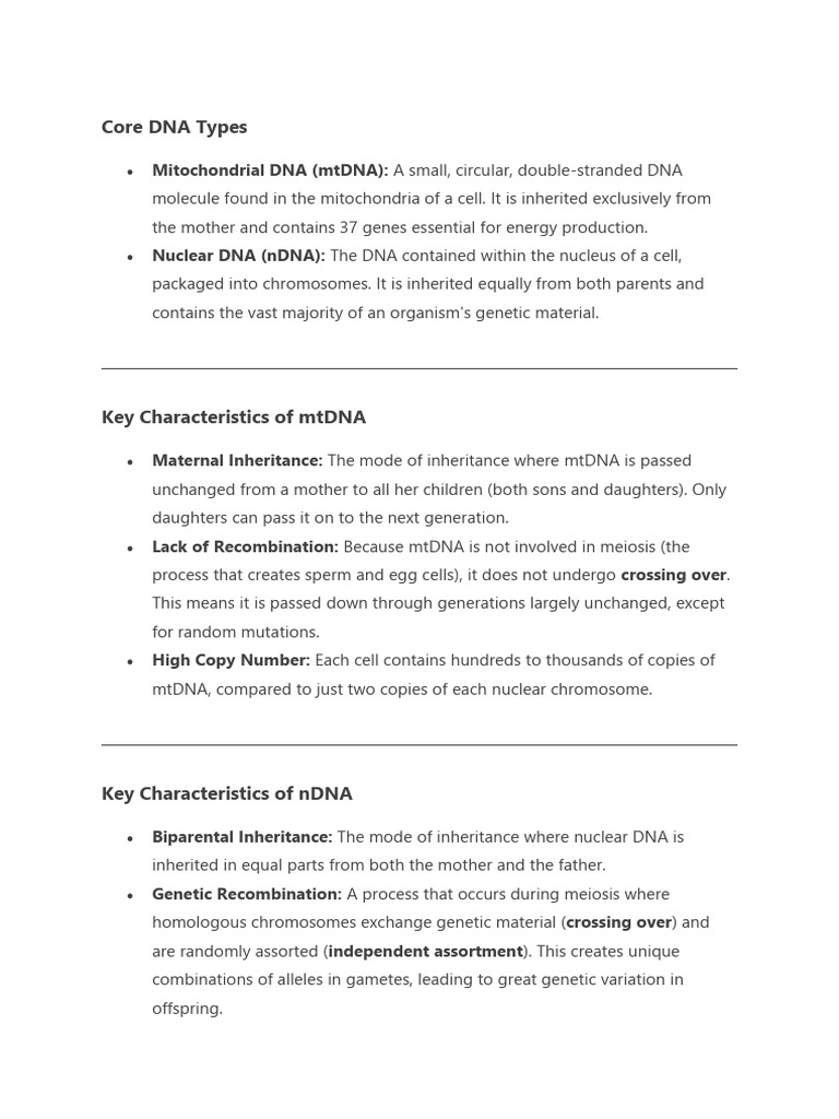 Understanding Mitochondrial and Nuclear DNA | PDF | Mitochondrial Dna ...