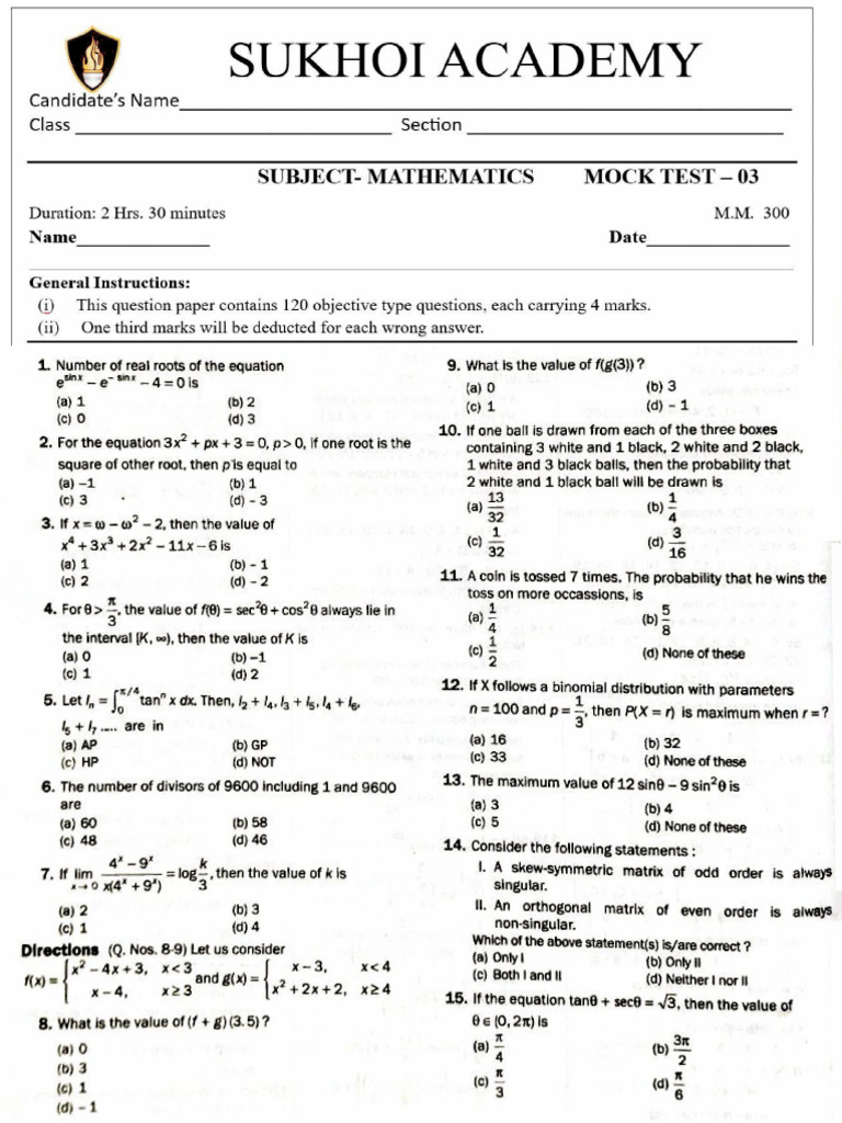 Mock Test 3 | PDF