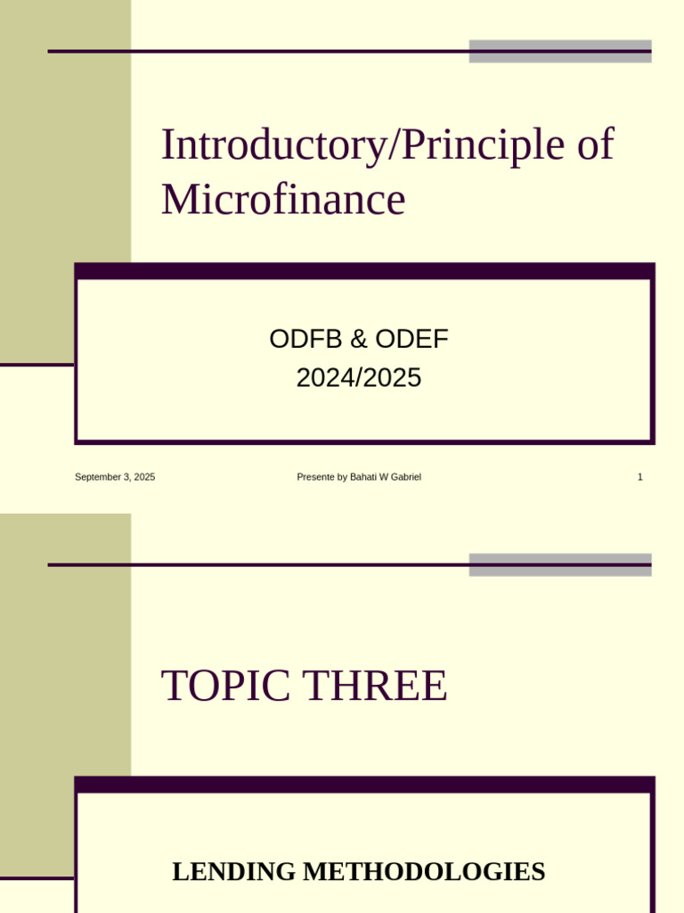 TOPIC 3 - Lending Methodology-1 | PDF | Loans | Microfinance