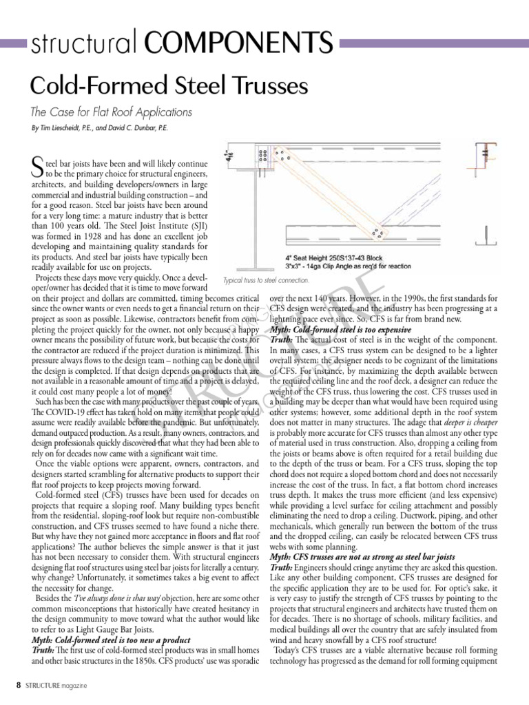 Cold-Formed Steel Trusses for Flat Roofs | PDF | Truss | Mechanical ...