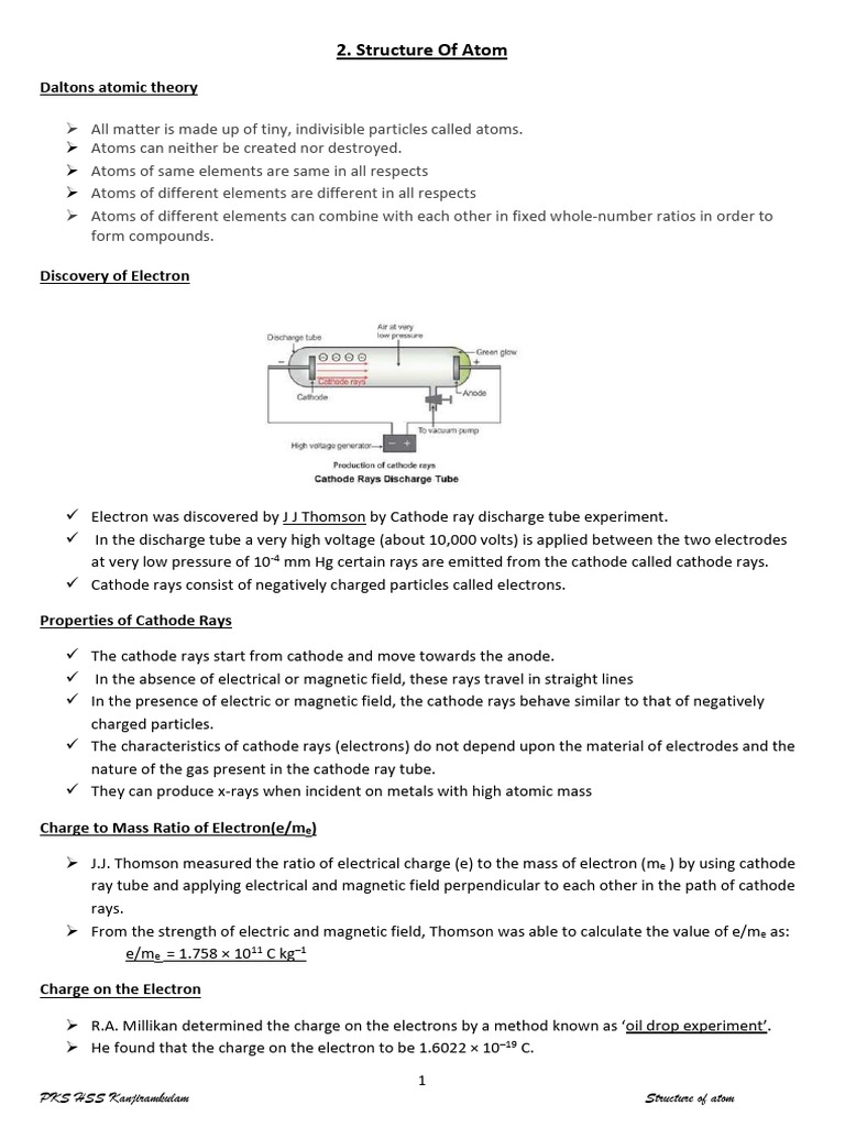 Structure of Atom and Subatomic Particles | PDF | Atomic Orbital ...