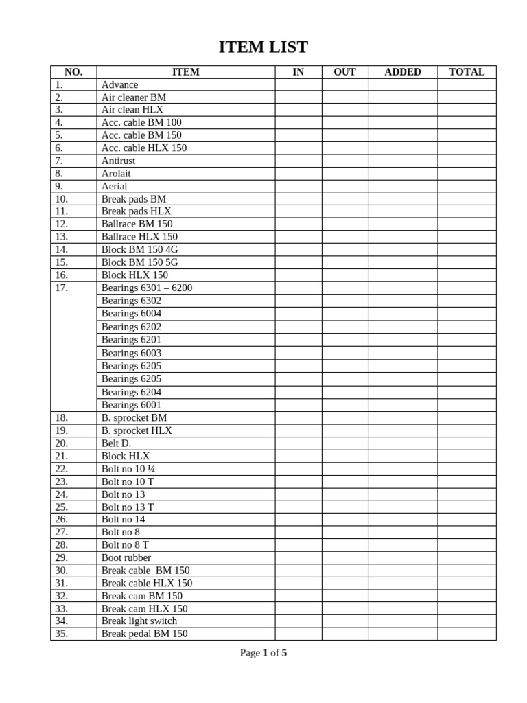 Comprehensive Motorcycle Parts Inventory | PDF | Vehicle Technology ...