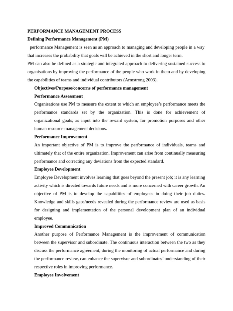 Performance Management and Appraisal Guide | PDF | Performance ...