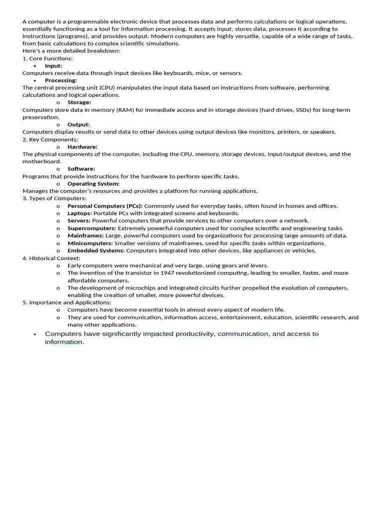 Understanding Computer Functions and Types | PDF | Personal Computers ...