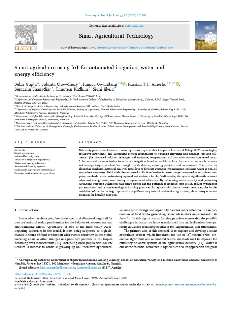 IoT-Driven Smart Agriculture for Irrigation | PDF | Agriculture ...