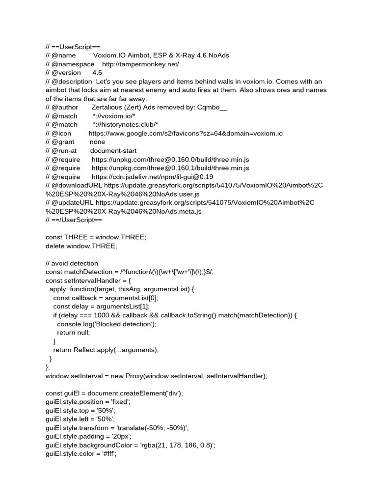 Voxiom.IO Aimbot & ESP Script 4.6 | PDF | Computer Programming ...
