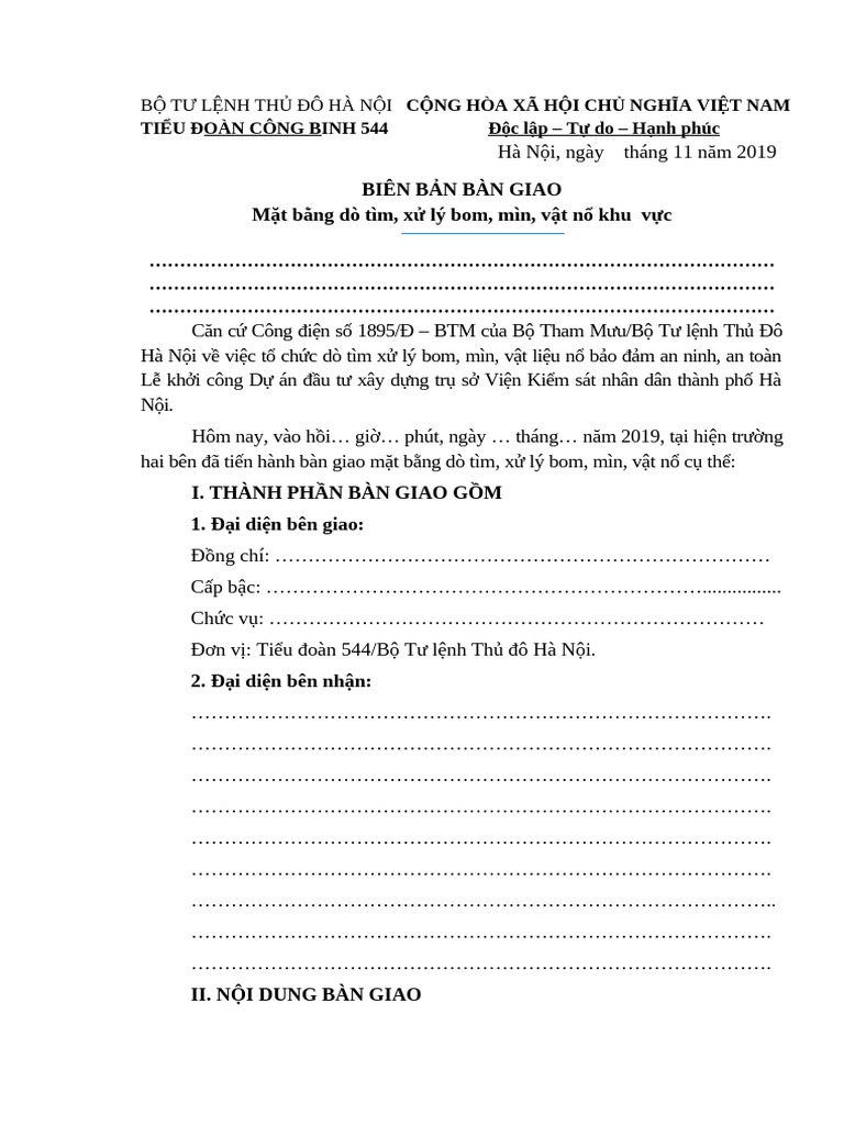 Biên Bàn Bàn Giao Dò Mìn | PDF