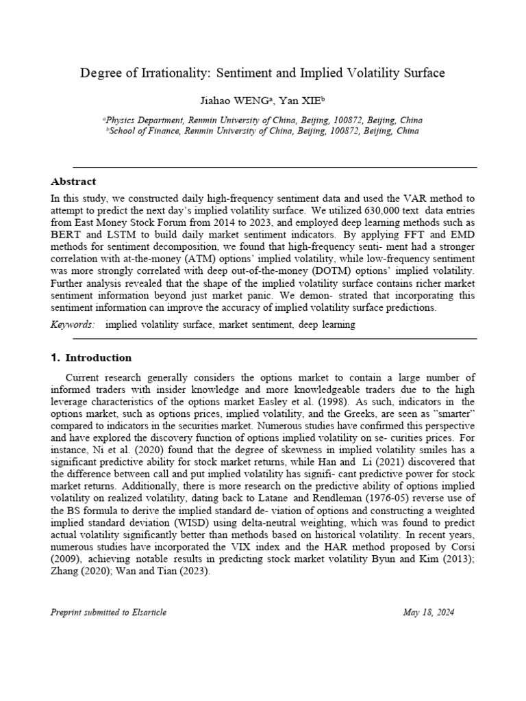 Sentiment Impact on Implied Volatility | PDF | Option (Finance ...