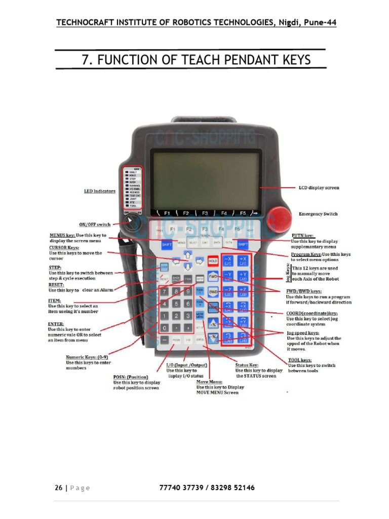 Teach Pendant Key Functions Guide | PDF