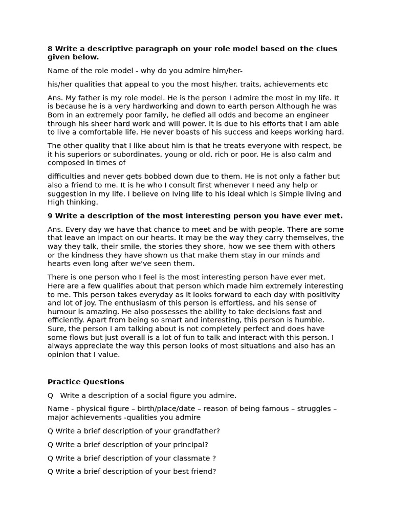 Descriptive Writing Practice Guide | PDF