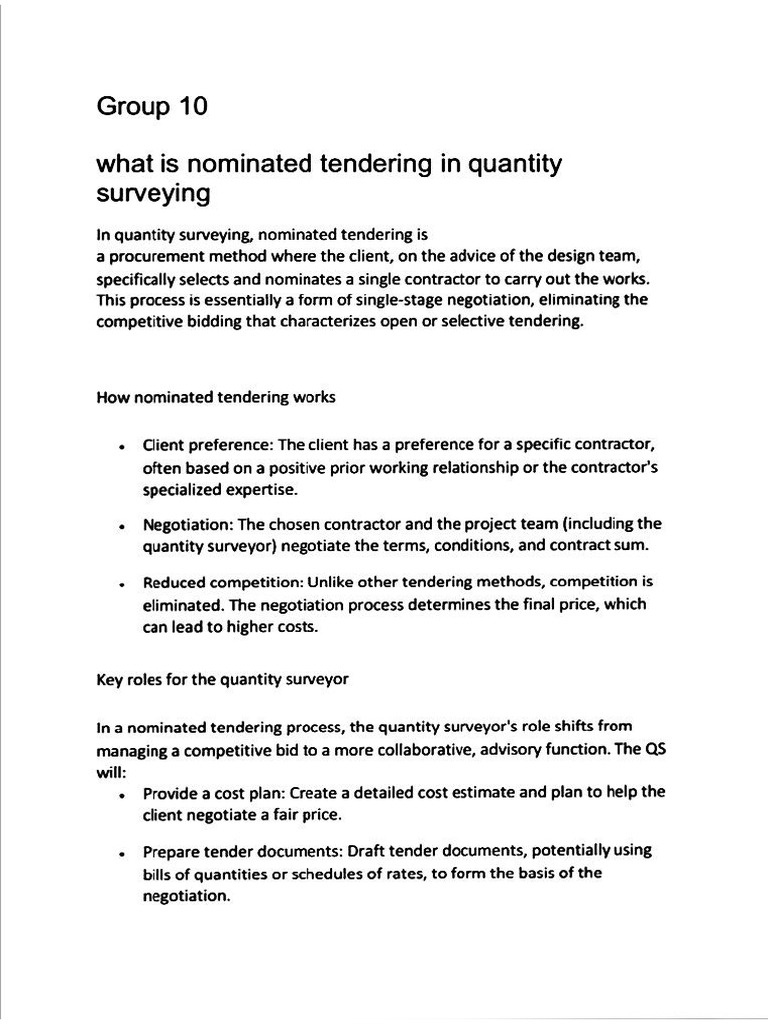 Nominated Tendering | PDF