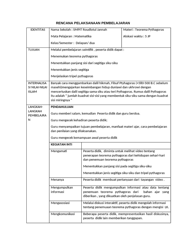 RPP 1 Lembar 8 JSIT Semester 2 | PDF