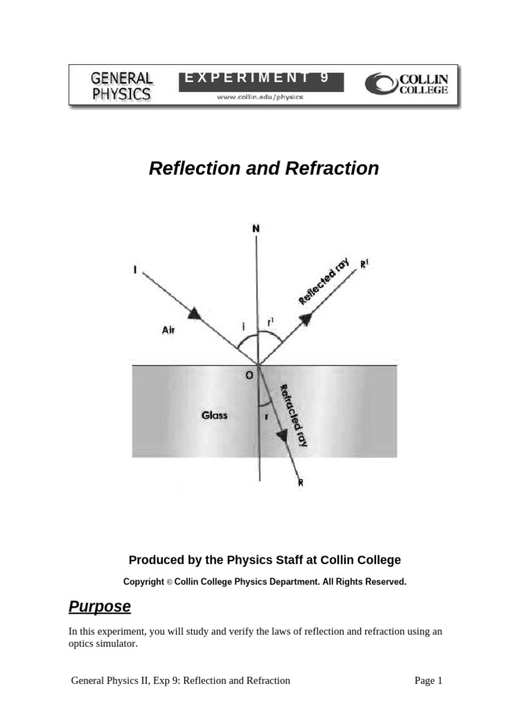 Exp 09 - Manual - Reflection and Refraction | PDF | Reflection (Physics ...