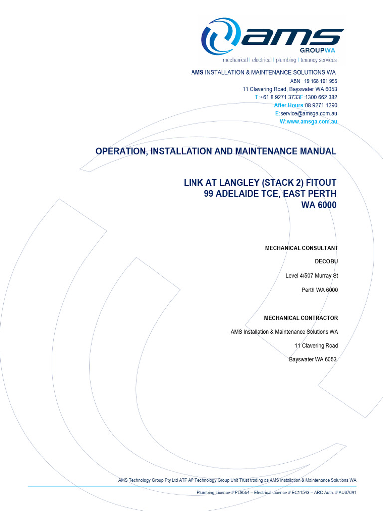 O & M Manual Hyatt Link ST Langley Stack 2 | PDF | Duct (Flow ...