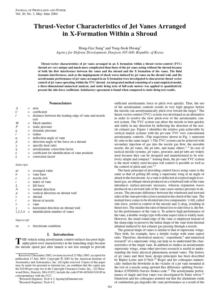 Thrust Vector Control with X-Formation Vanes | PDF | Jet Engine ...