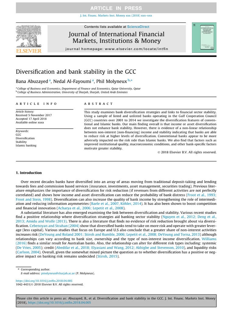 Bank Diversification and Stability in GCC | PDF | Islamic Banking And ...