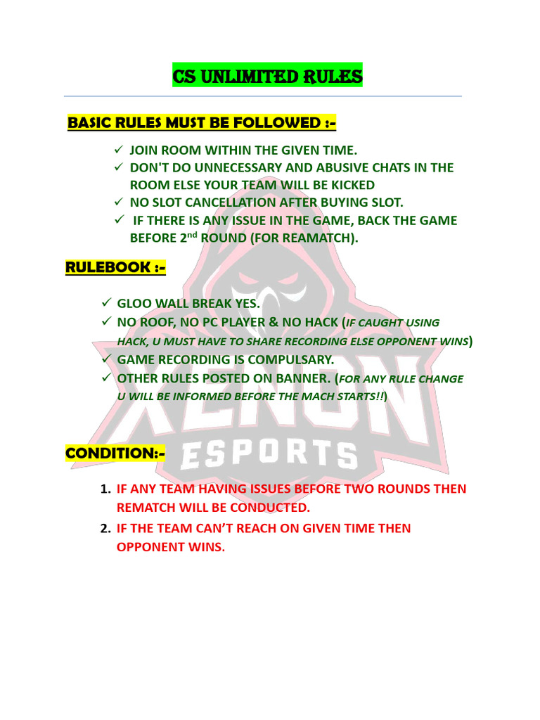 CS Unlimited Game Rules and Guidelines | PDF