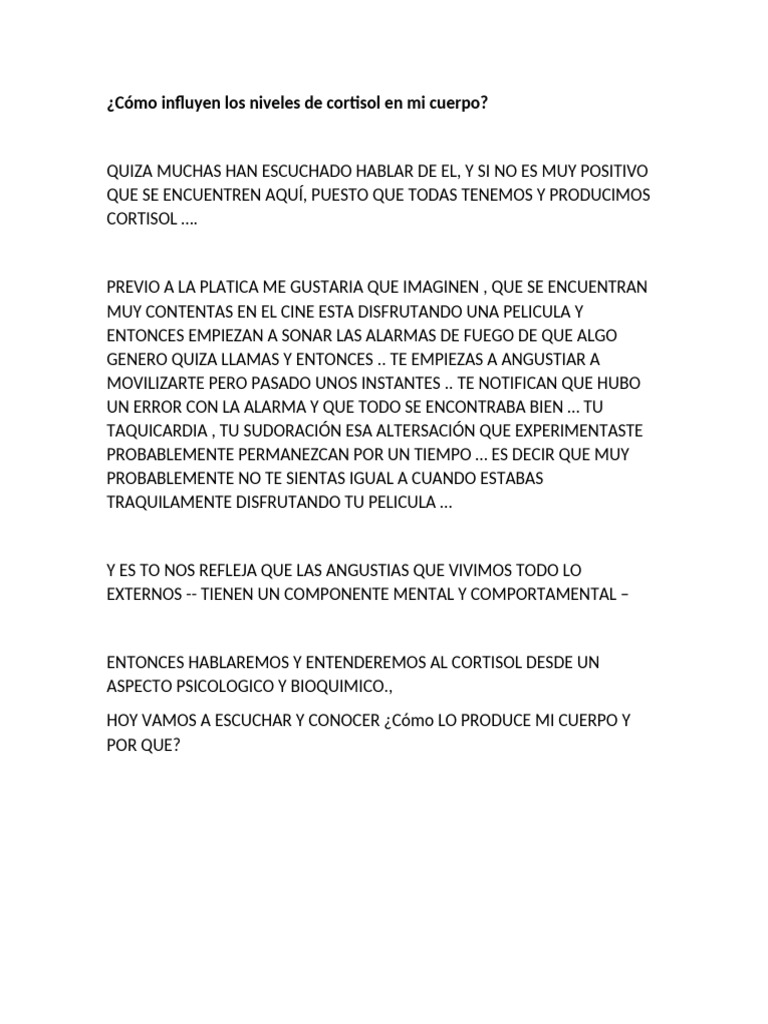 Efectos del cortisol en el cuerpo | PDF | Cortisol | Fisiología