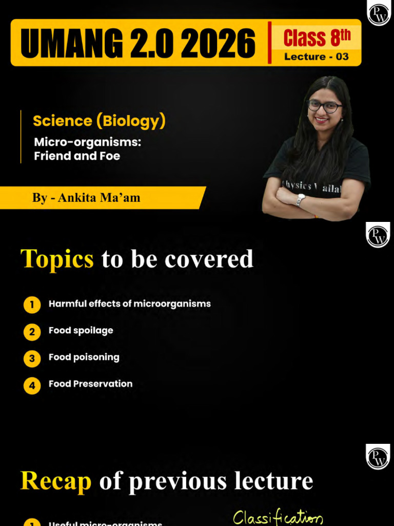 Biology - Micro-Organisms Friend and Foe 03 - Class Notes PDF | PDF