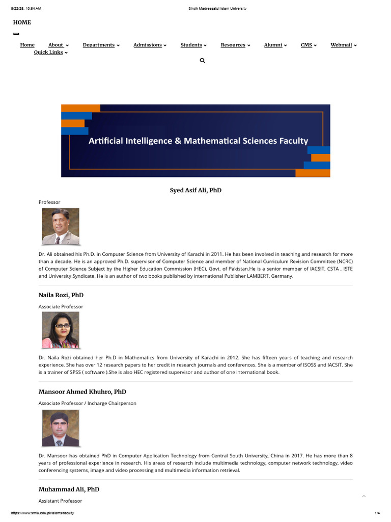 AI & Mathematical Sciences Faculty Overview | PDF | Master Of Science ...