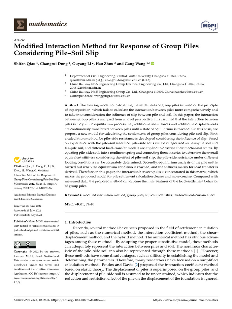 Modified Group Pile Response Model | PDF | Strength Of Materials ...