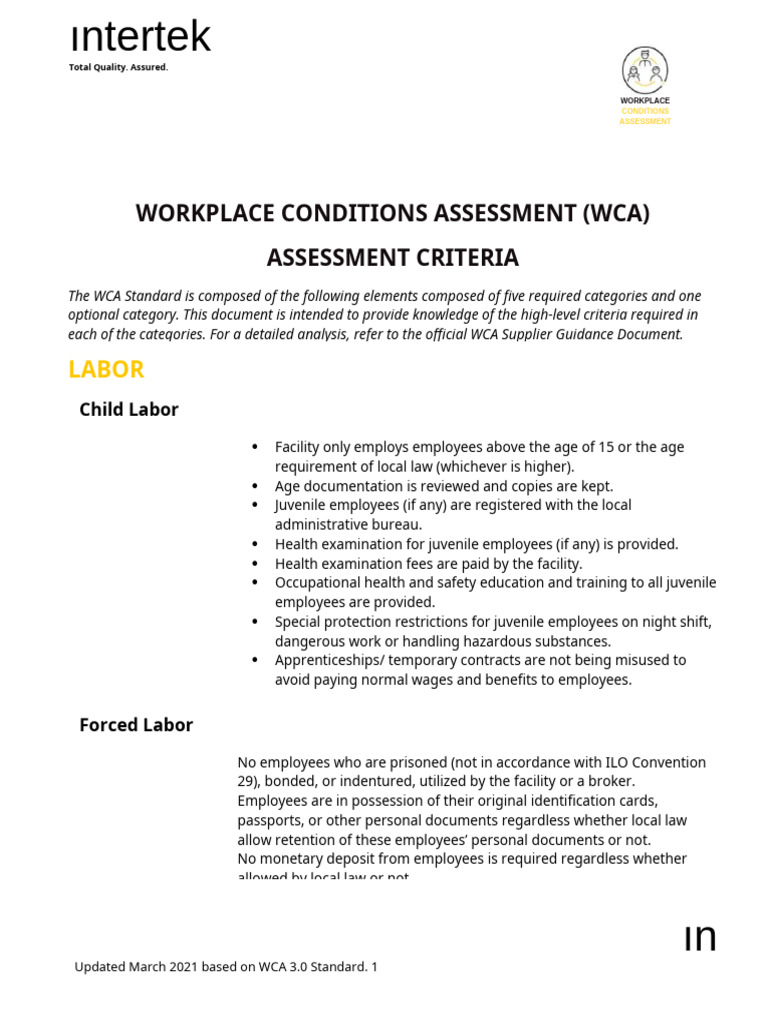 Workplace Conditions Assessment Guide | PDF | Employment | Occupational ...