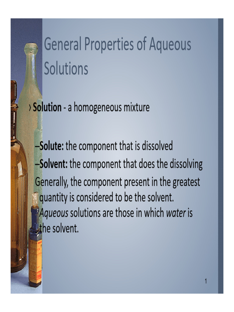 Aqueous Solutions and Electrolytes Explained | PDF | Salt (Chemistry ...