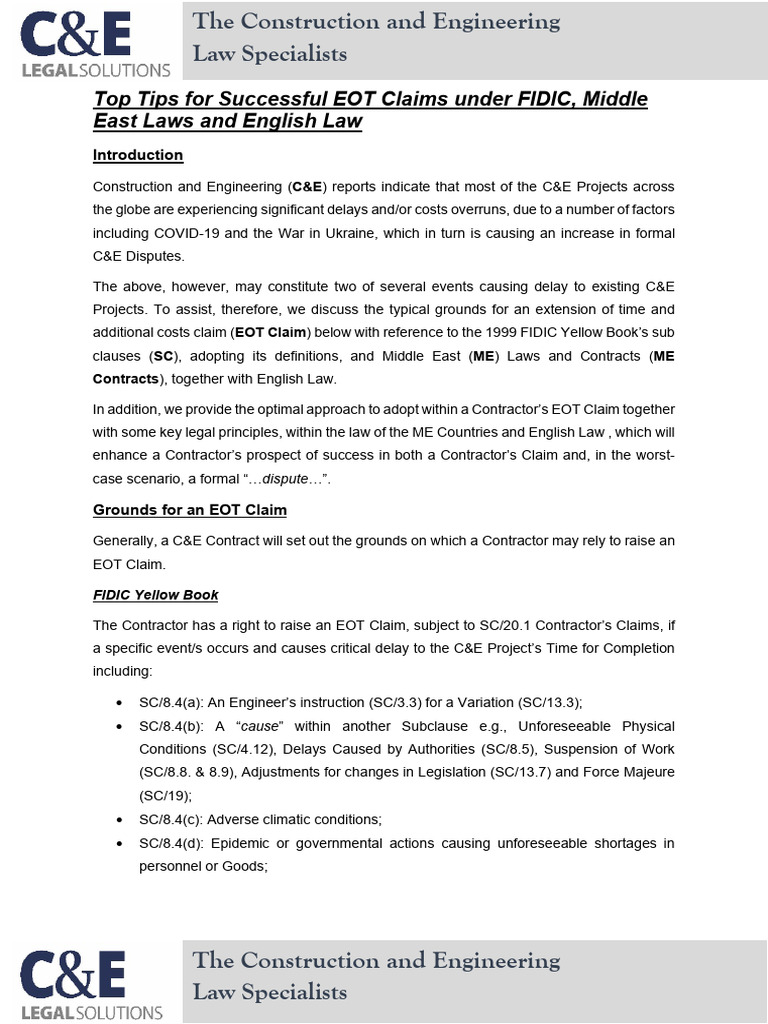 Top Tips For Successful EOT Claims | PDF | Common Law | Lawyer