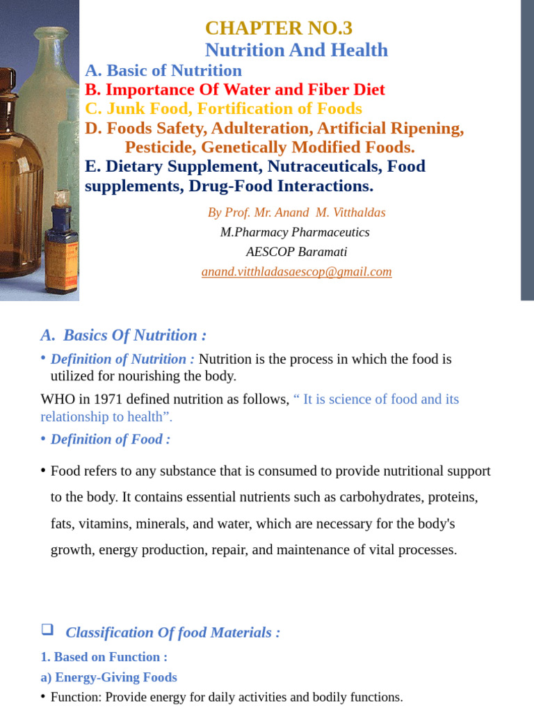 CHAPTER NO 3 Nutrition and Health | PDF | Dietary Fiber | Diet & Nutrition