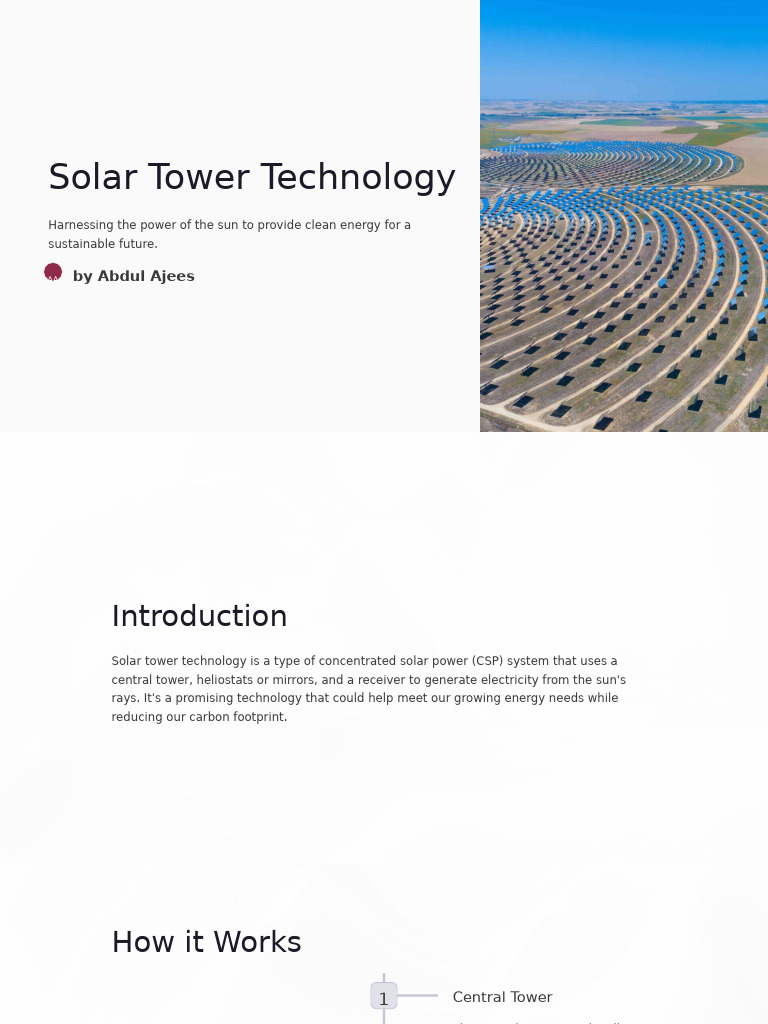 Solar Tower Technology Explained | PDF | Solar Power | Renewable Energy