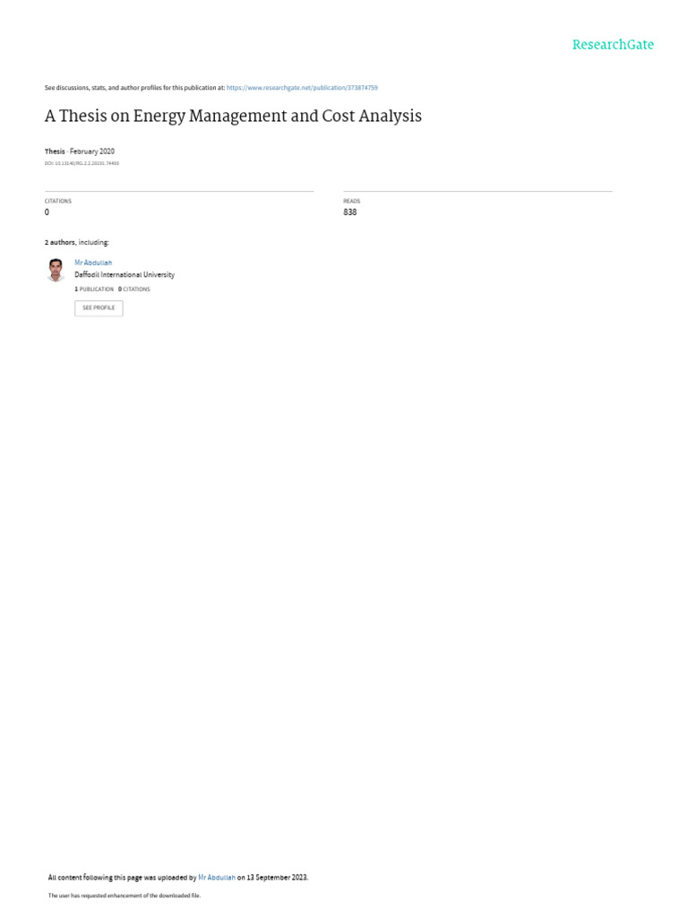 Energy Management & Cost Analysis Thesis | PDF | Renewable Energy ...