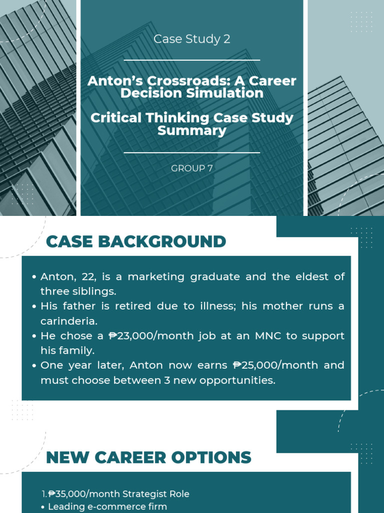 Anton's Career Decision Analysis | PDF