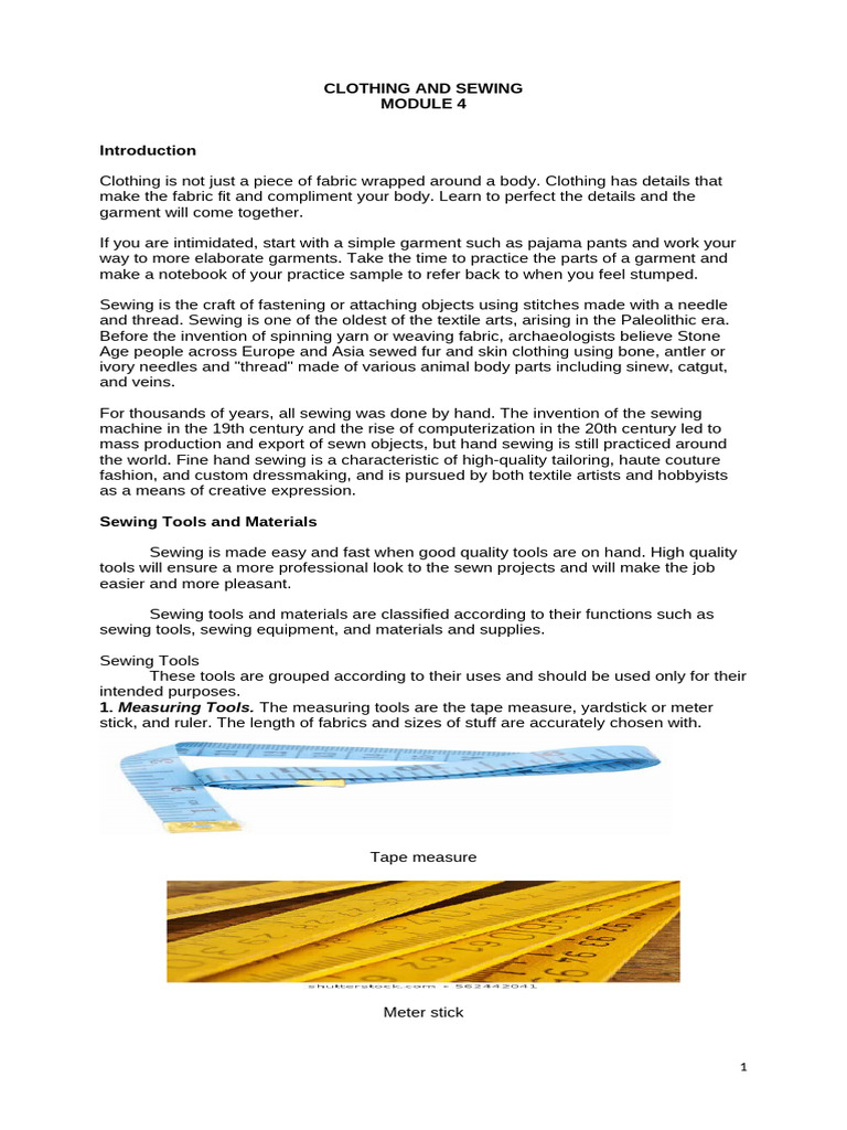Essential Sewing Tools and Techniques | PDF | Sewing | Textiles
