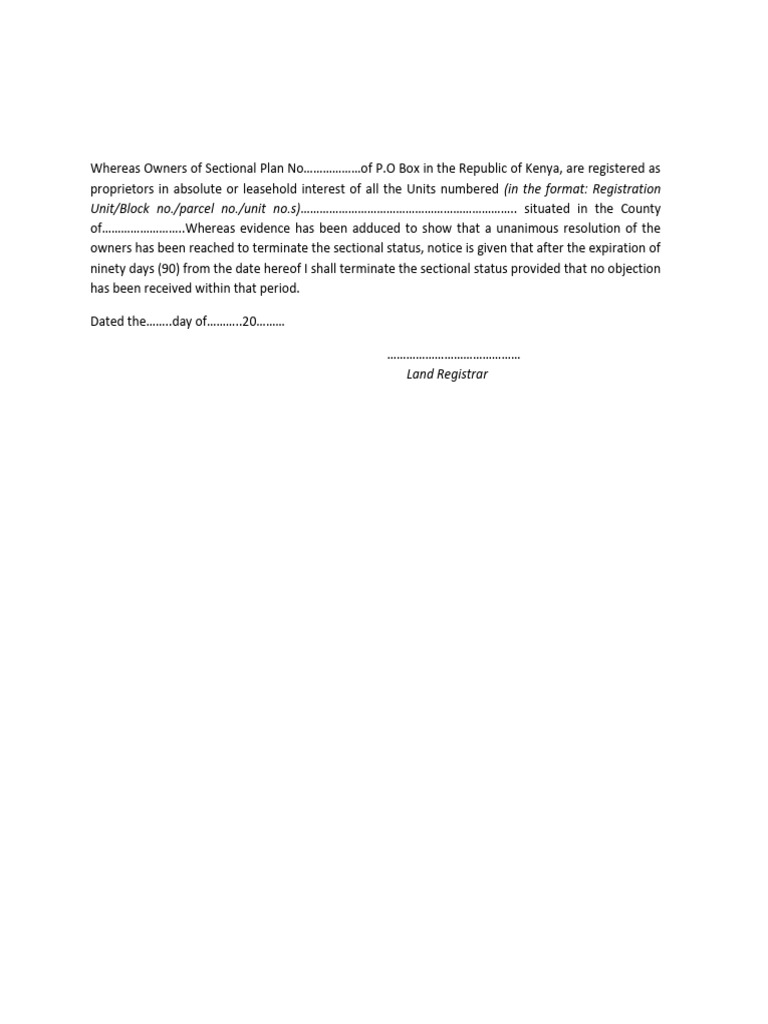 Notice of Sectional Status Termination | PDF